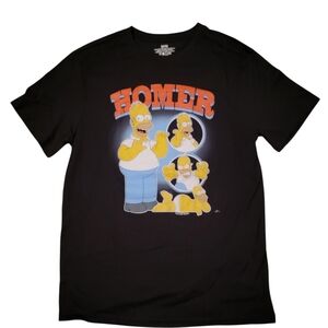 The Simpsons Homer Mens Size Large Black Graphic T Shirt Big Logo
